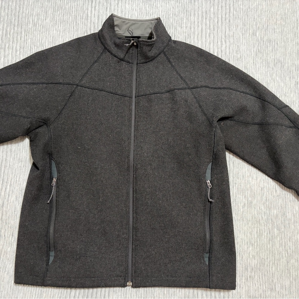 REI Men’s Wool Blend Jacket Full Zip Gray Felted Wool Outdoor Hiking Size XL